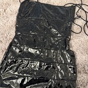 Shiny Black Strappy Dress